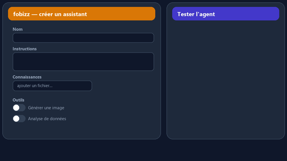 création d'un assistant sur fobizz, étape par étape